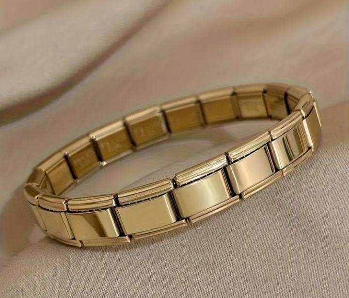 Stainless Steel Stretch Link Bracelet | Golden