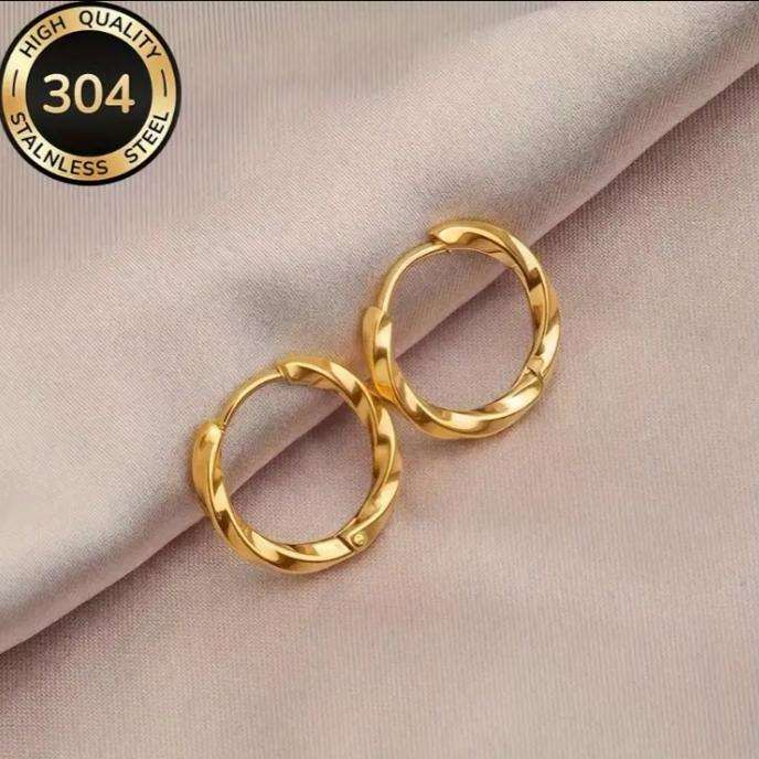 Stainless Steel Twist Hoop Earrings