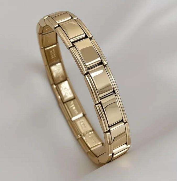 Stainless Steel Stretch Link Bracelet | Golden