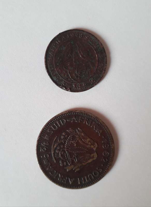 South African Coins Lot 1948-1970 |  1/4D penny 1/2c 1c 2c pieces