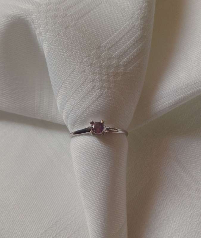 Sterling Silver 925 Ring with CZ Amethyst