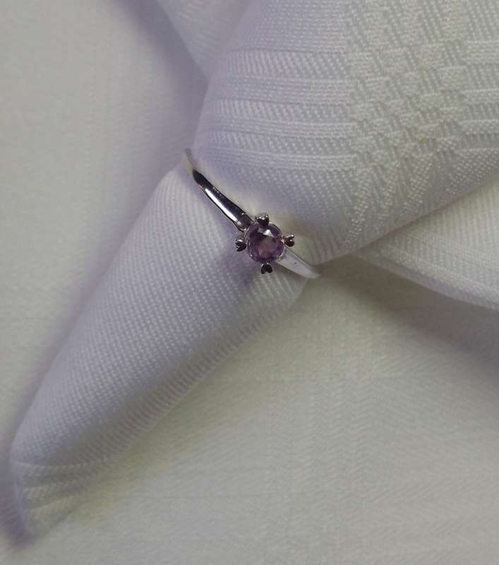 Sterling Silver 925 Ring with CZ Amethyst