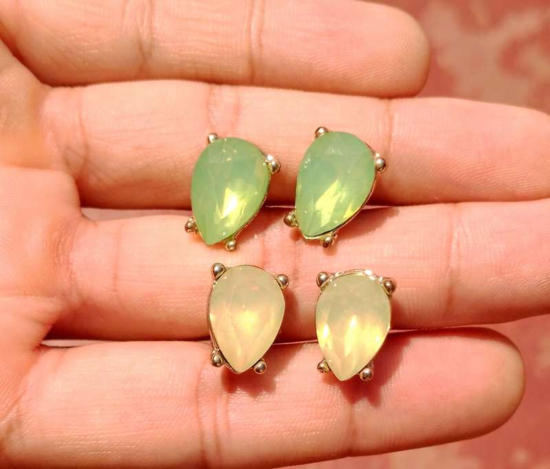 Pear shaped Faceted Stud Earrings | Two pairs