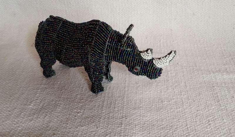 Handcrafted Beaded Wire Animal | Rhinoceros