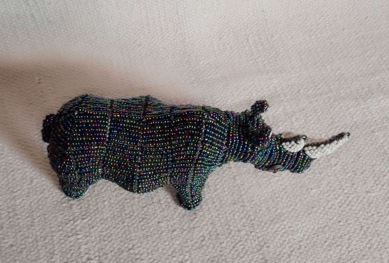 Handcrafted Beaded Wire Animal | Rhinoceros