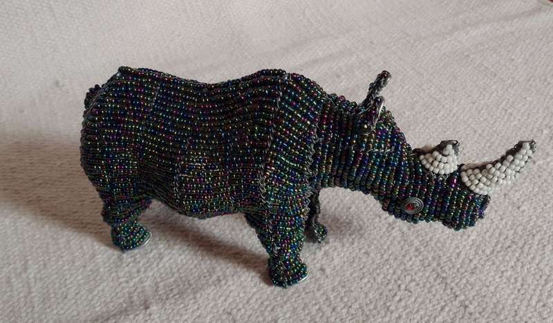 Handcrafted Beaded Wire Animal | Rhinoceros