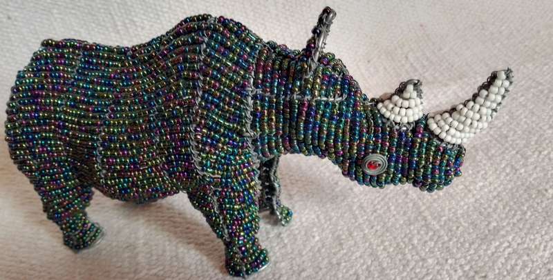 Handcrafted Beaded Wire Animal | Rhinoceros