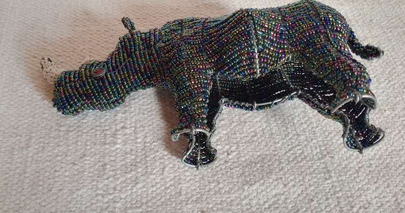 Handcrafted Beaded Wire Animal | Rhinoceros
