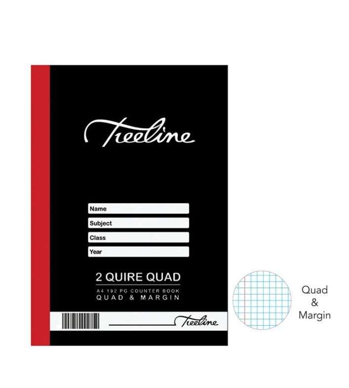 2 Pack A4 2 Quire Quad and Margin Hardcover Books 192-Pages