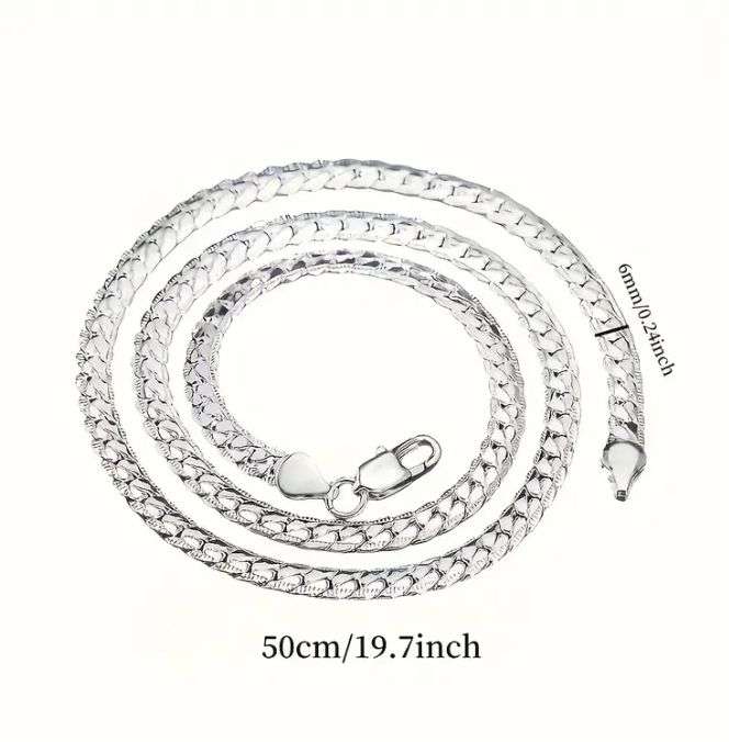 Men's 50cm Elegant S925 Sterling Silver Filled Necklace