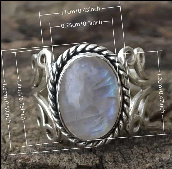 Vintage Style Moonstone Dress Ring Size 10