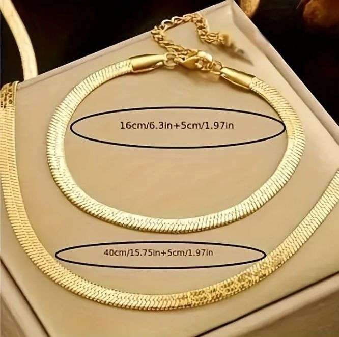 Stainless Steel Necklace and Bracelet Set - No Fade