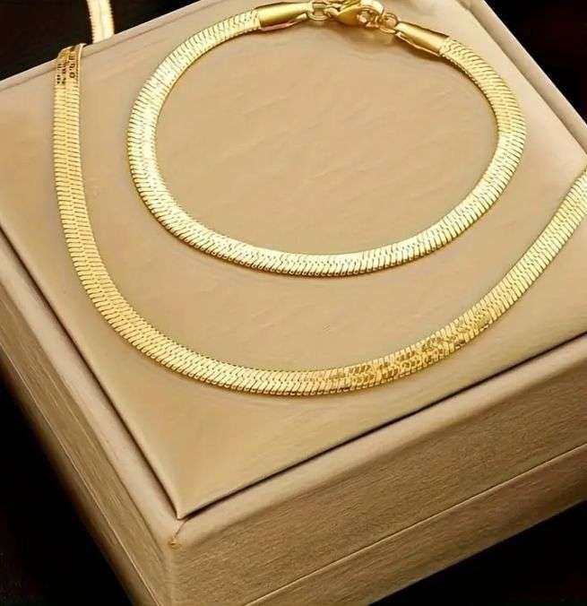 Stainless Steel Necklace and Bracelet Set - No Fade