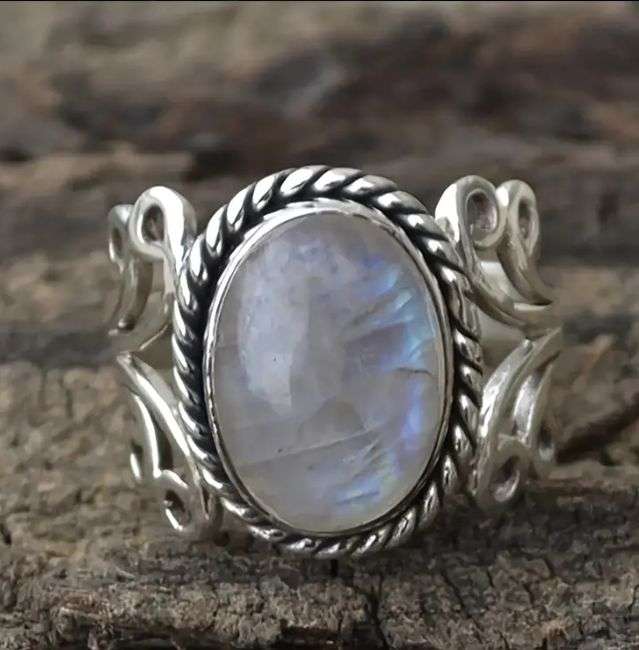 Vintage Style Moonstone Dress Ring Size 10