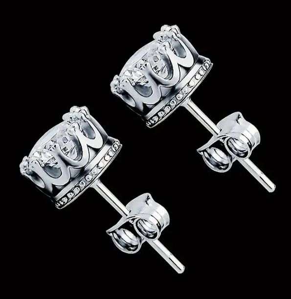 6 mm Crown Stud Earrings | Platinum Plated