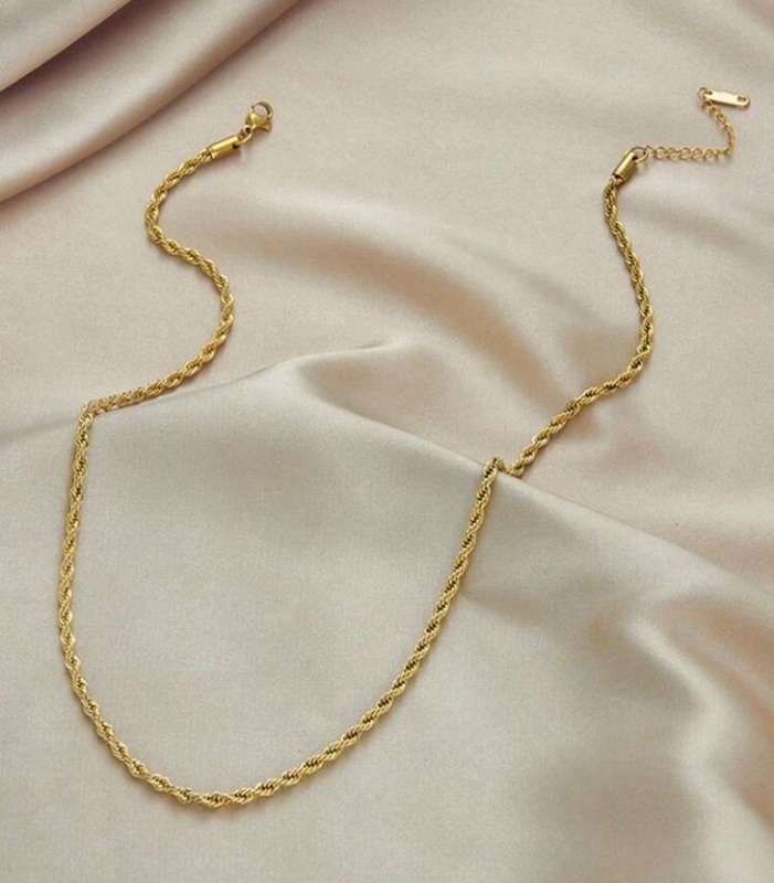 Stainless Steel Twisted Necklace and Bracelet Set