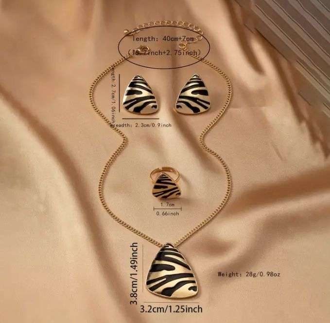 Enamel Inlay Animal Print Geometric Jewellery Set