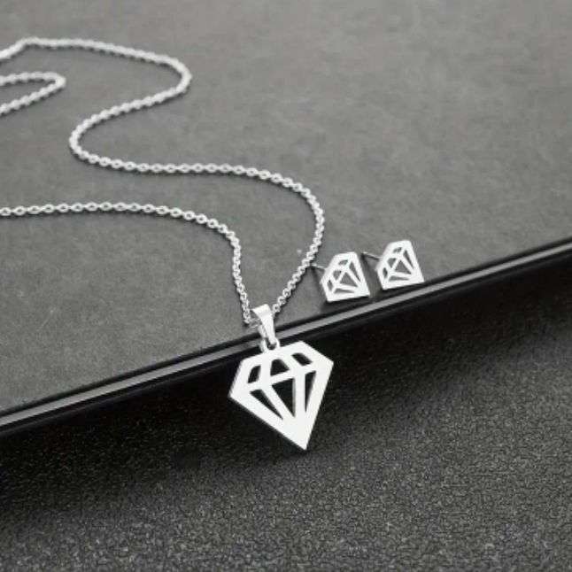 Stainless Steel Geometric Necklace and Earrings Set