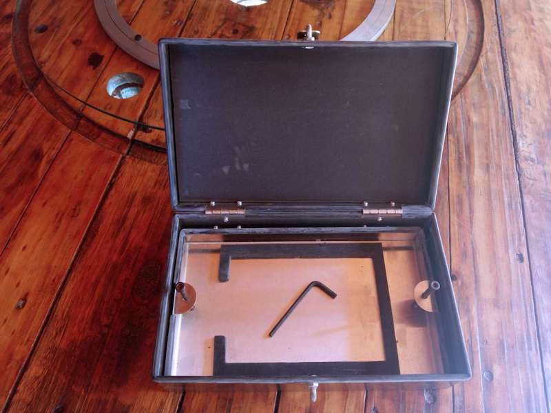 Stainless steel cash box with Lucky Strike logo