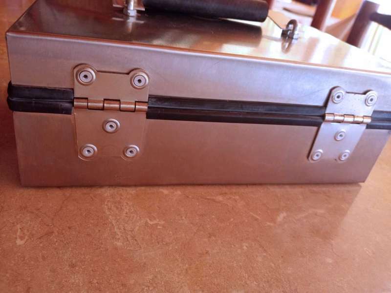 Stainless steel cash box with Lucky Strike logo