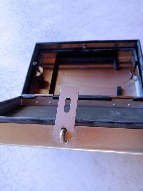 Stainless steel cash box with Lucky Strike logo
