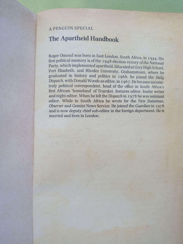 The Apartheid Handbook by Roger Omond