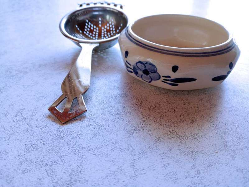 Vintage Felt blue tea strainer