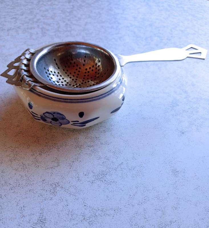 Vintage Felt blue tea strainer