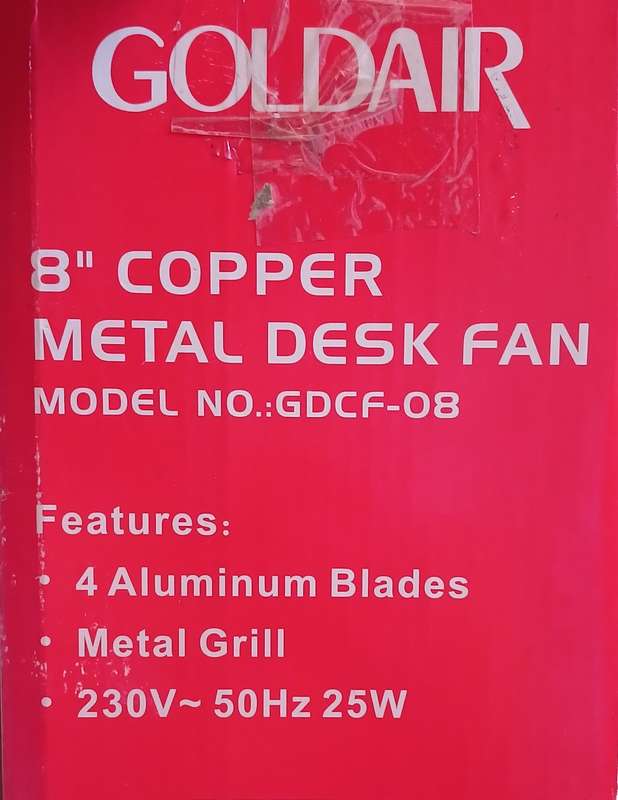 8" Goldair Copper Metal Desktop Fan(Display Unit)