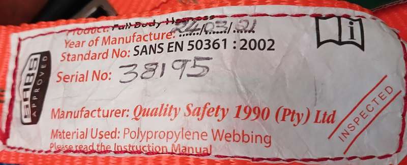 Full Body Safety Harnesses with Double Energy Absorbing Fall Arrest Lanyard and Belt) S/M/L