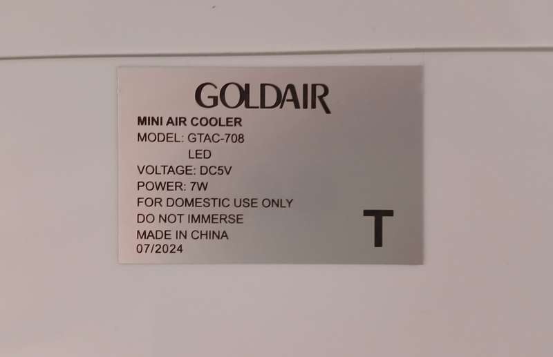 Goldair Mini Usb Desktop Air-Cooler Dual Water tank(RGB Lighting)