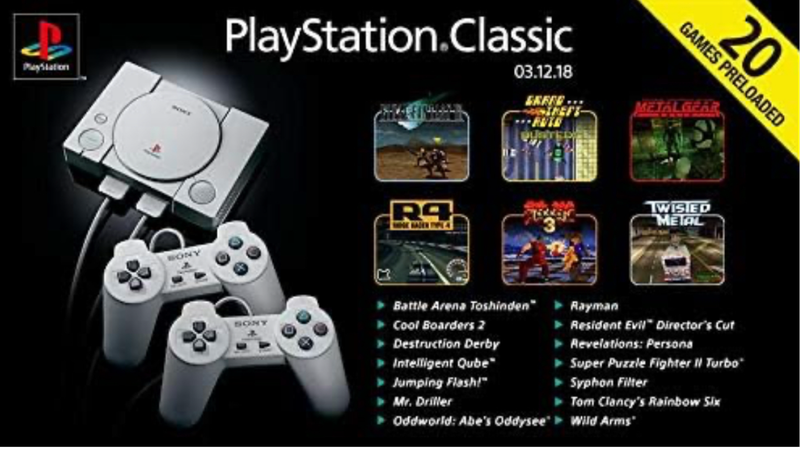 PlayStation 1 Classic Console  20 Preloaded Games  Boxed with Cables & 2 Controllers