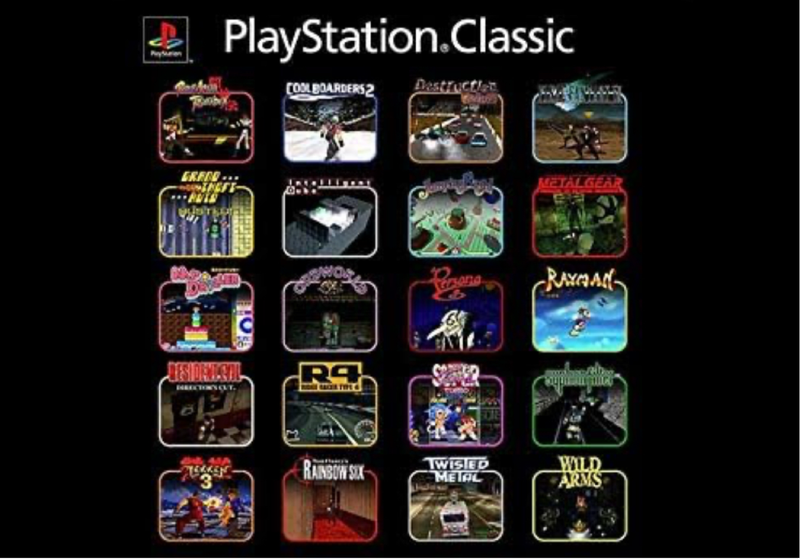 PlayStation 1 Classic Console  20 Preloaded Games  Boxed with Cables & 2 Controllers