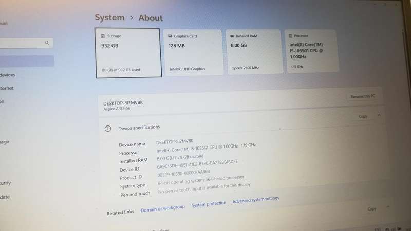 Acer Aspire i5 10th Generation