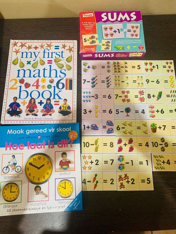 1x Math Book, 1x Time book and Puzzle