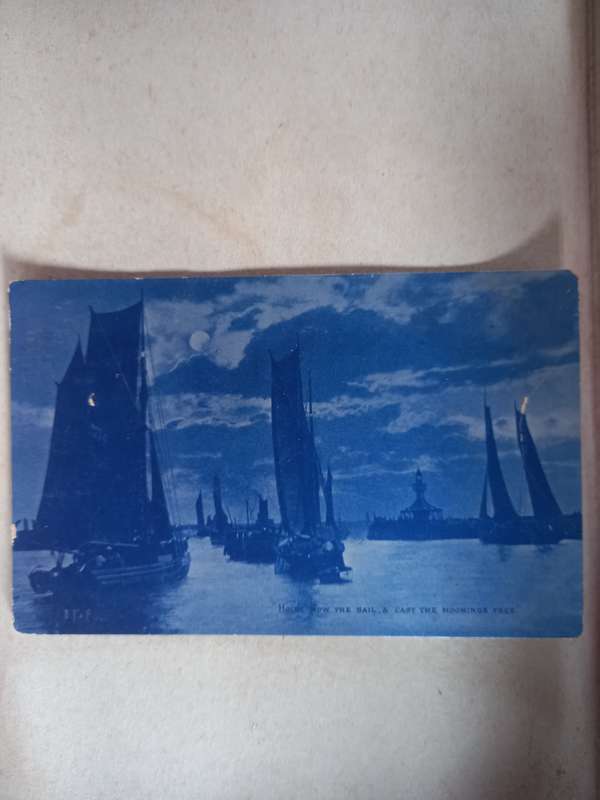 Ships at night postcard