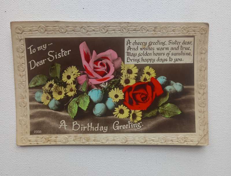 Vintage embossed birthday postcard