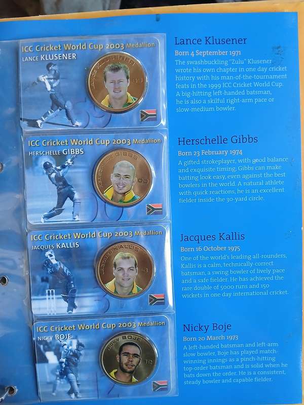 2003 cricket world cup medallion album and coins