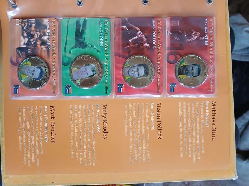 2003 cricket world cup medallion album and coins