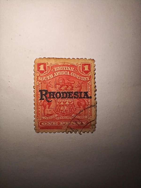 British South africa company 1 penny rhodesia overprint