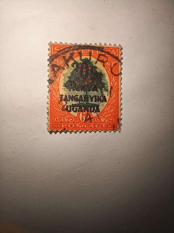 Kenya Tanganika uganda overprint on orange tree