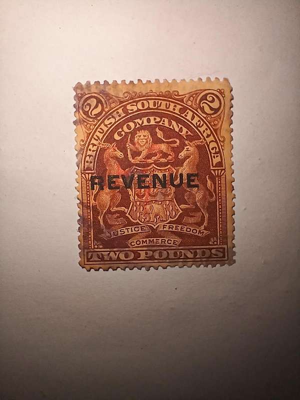 British Sputh African Company 2pounds revenue overprint