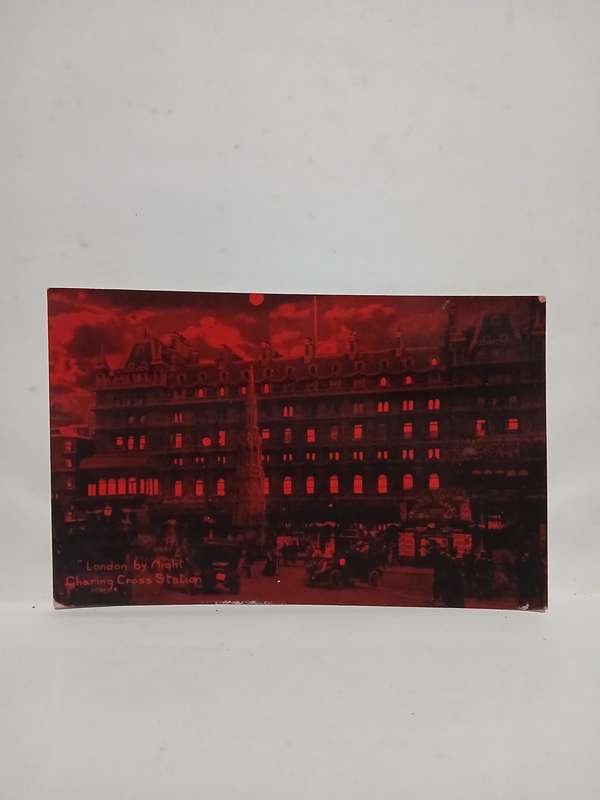 Rare Real Picture postcard dim /red light nightscape
