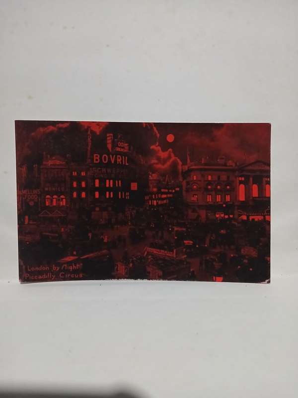 Rare real picture postcard nightscape red