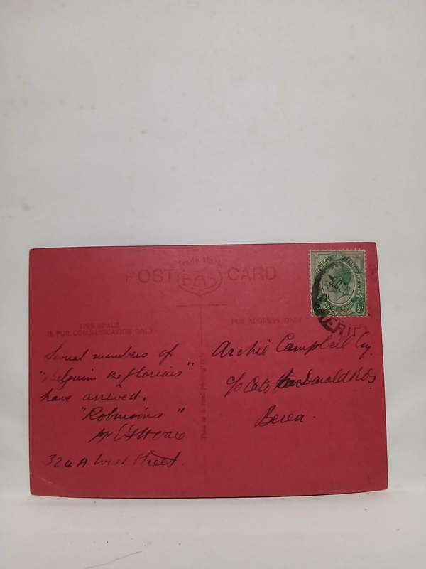 Rare real picture vintage postcard portrait in red on red card
