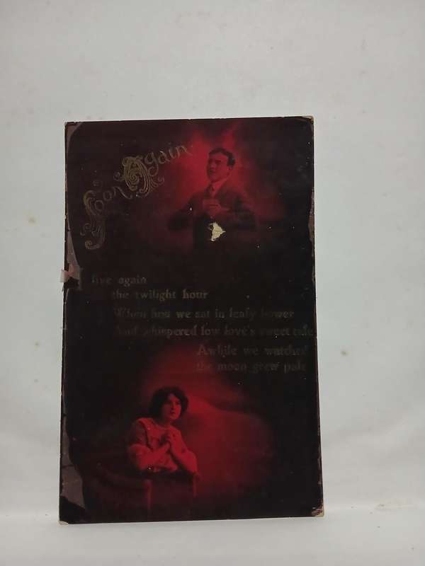Vintage real picture postcard portrait printed in red