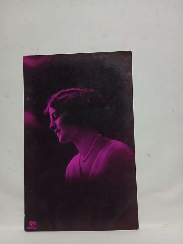 Rare vintage real picture postcard portrait in violet
