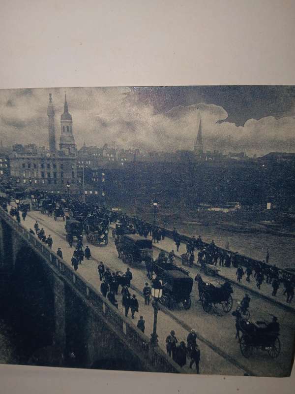Real picture postcard nightscape of london bridge from above