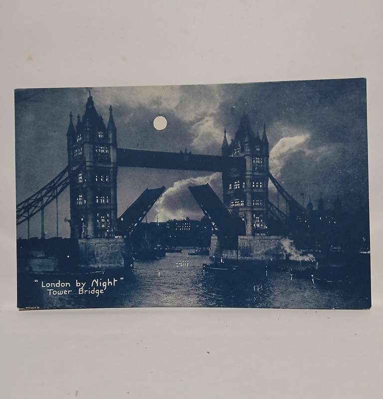 Vintage Real picture postcard nightscape of london