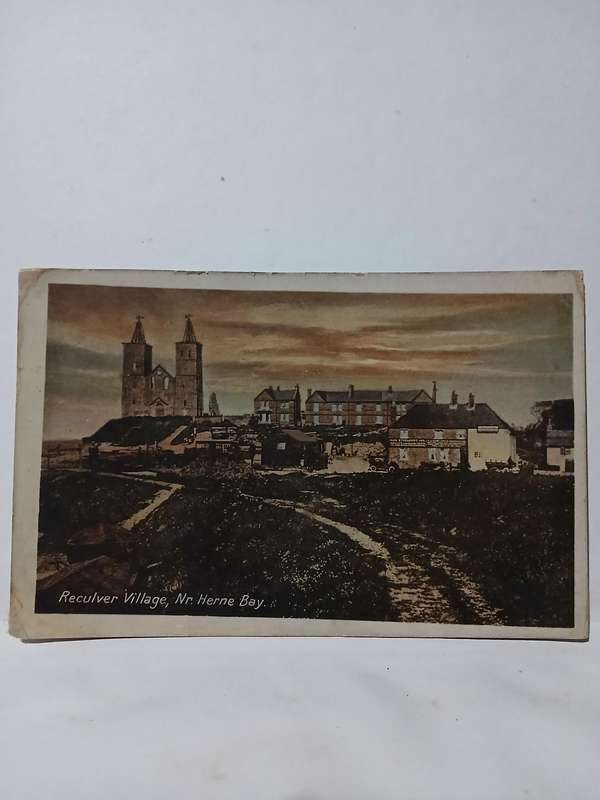 Vintage sunset scene postcard 1914